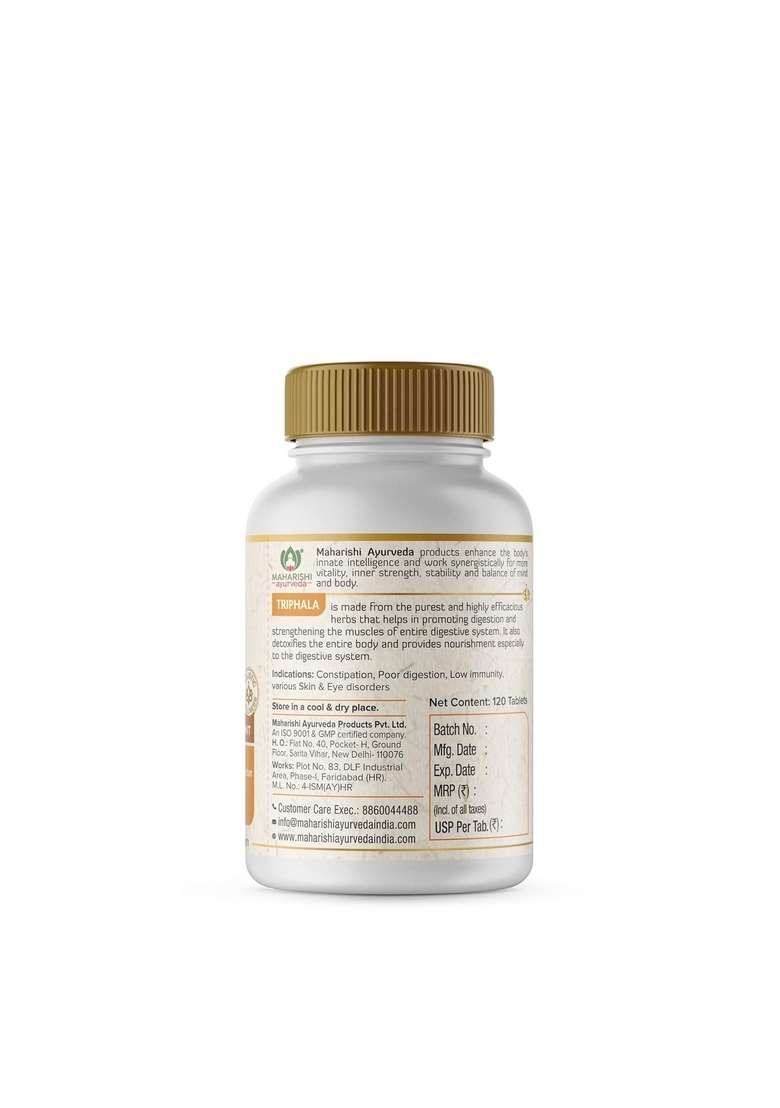 Maharishi Ayurveda Triphala Tablets 1000Mg 120 | Supports Healthy Digestion Improves Bowel Wellness| Relieves Constipation Pure Herbs Used |100% Ayurvedic (Pack Of 1)) - Indya