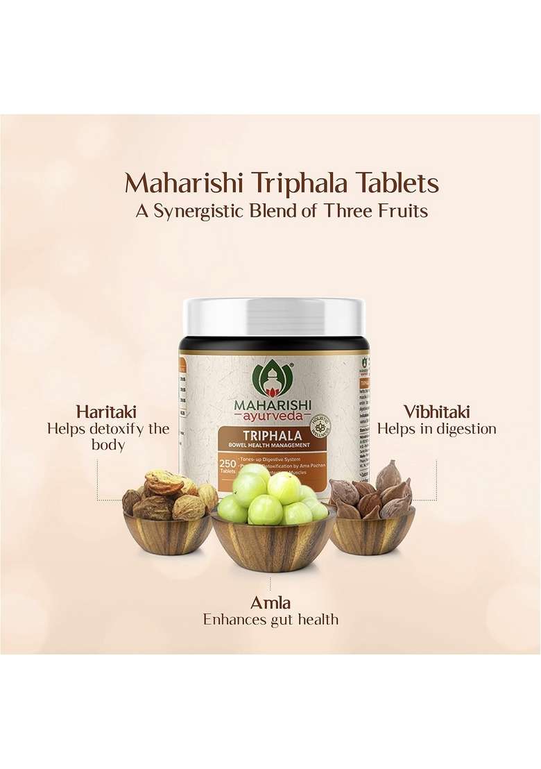 Maharishi Ayurveda Triphala Tablets 1000 Mg | Supports Healthy Digestion Improves Bowel Wellness| Relieves Constipation Pure Herbs Used |100% Ayurvedic (250 (Pack Of 1)) - Indya