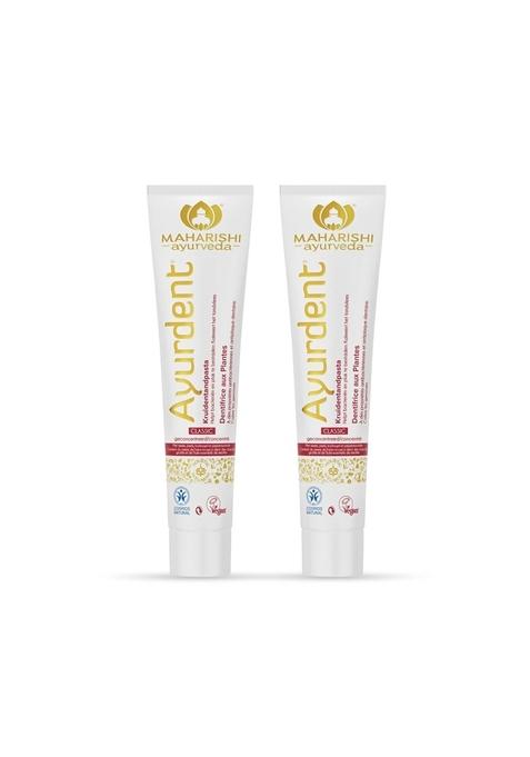 Maharishi Ayurveda Ayurdent Classic Toothpaste | Unique Saliva Balancing Formula For Toothache, Bleeding Gums, Sensitivity, Cavities, Plaque & Bad Breath Non Foaming, Sls Fluoride Free Pack Of 2