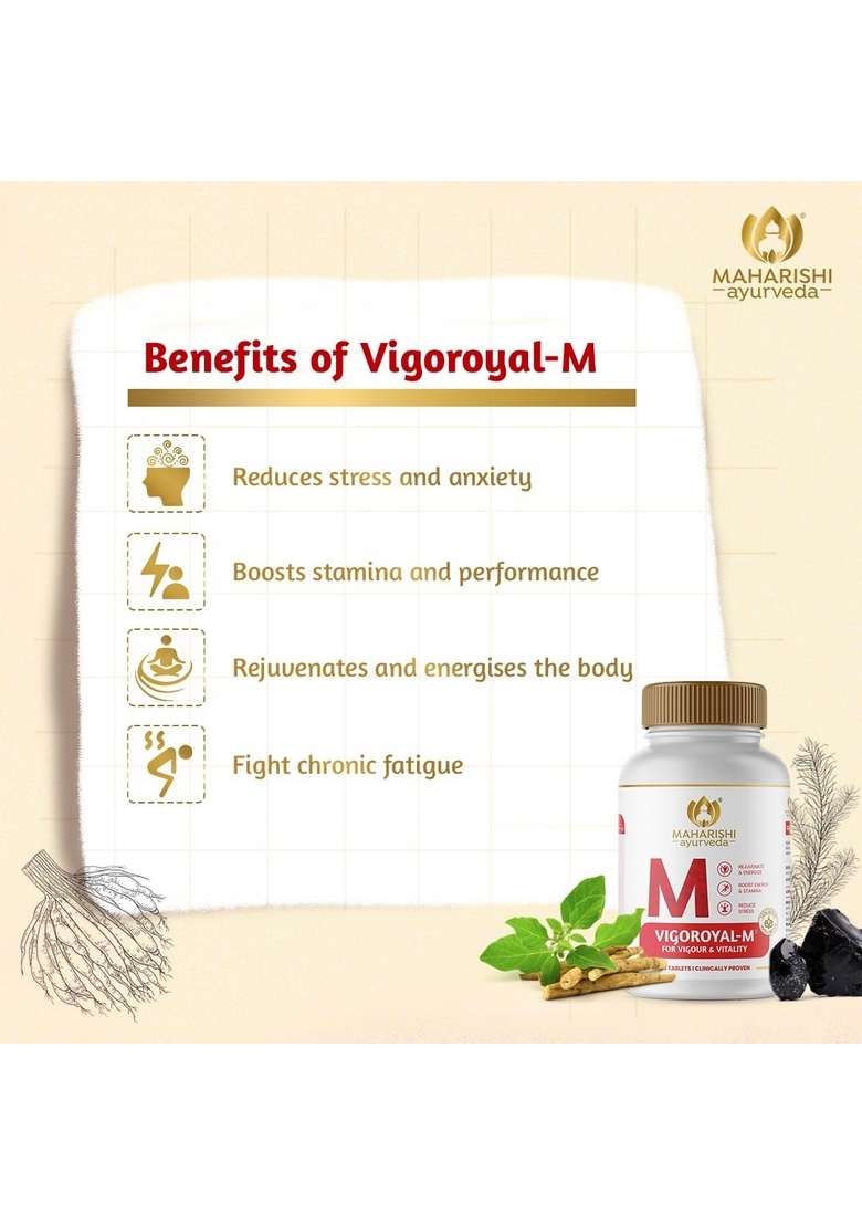 Maharishi Ayurveda Shilajit Tablets | Vigoroyal M- Infused With Original Natural Shilajeet - 60 - Indya