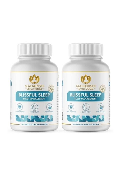 Maharishi Ayurveda Blissful Sleep Tablets For Management | Clinically Researched And Non-Habit Forming Melatonin - Rasayanam With Ashwagandha Promotes Deep (60 Count (Pack Of 2))