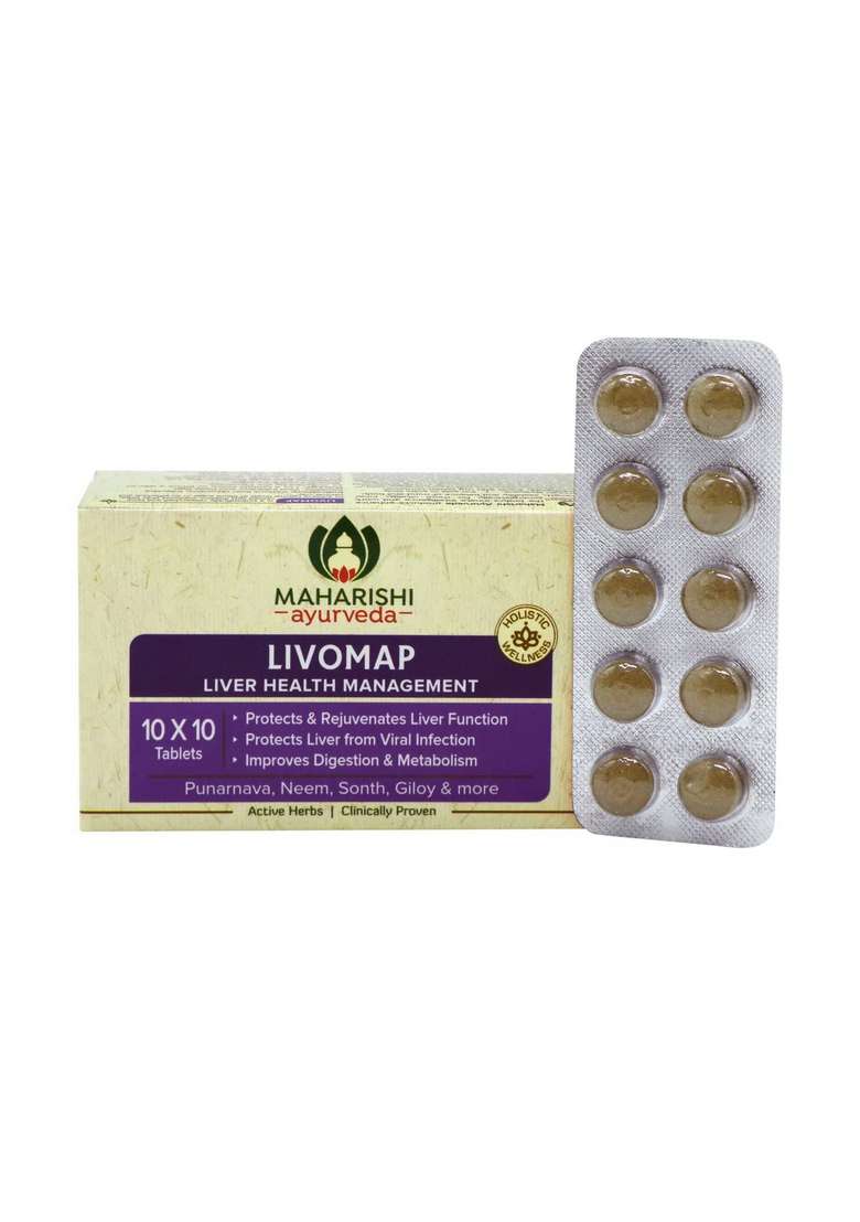 Maharishi Ayurveda Liver Support Supplement And Care Livomap Tablet Protects Rejuvenates The Function Clinically Tested 100 Tablets - Indya
