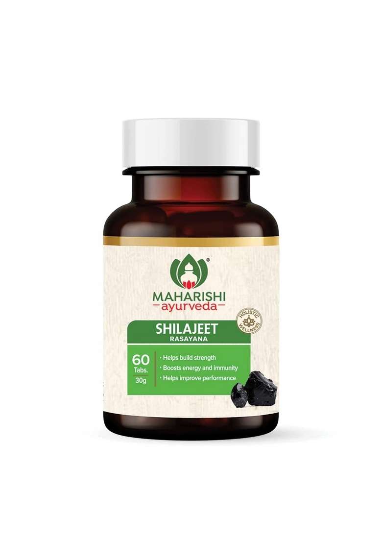 Maharishi Ayurveda Shilajeet Rasayana 500 Mg | Natural & Pure Shilajit For Strength, Stamina Endurance 60 Tablets Pack - Indya