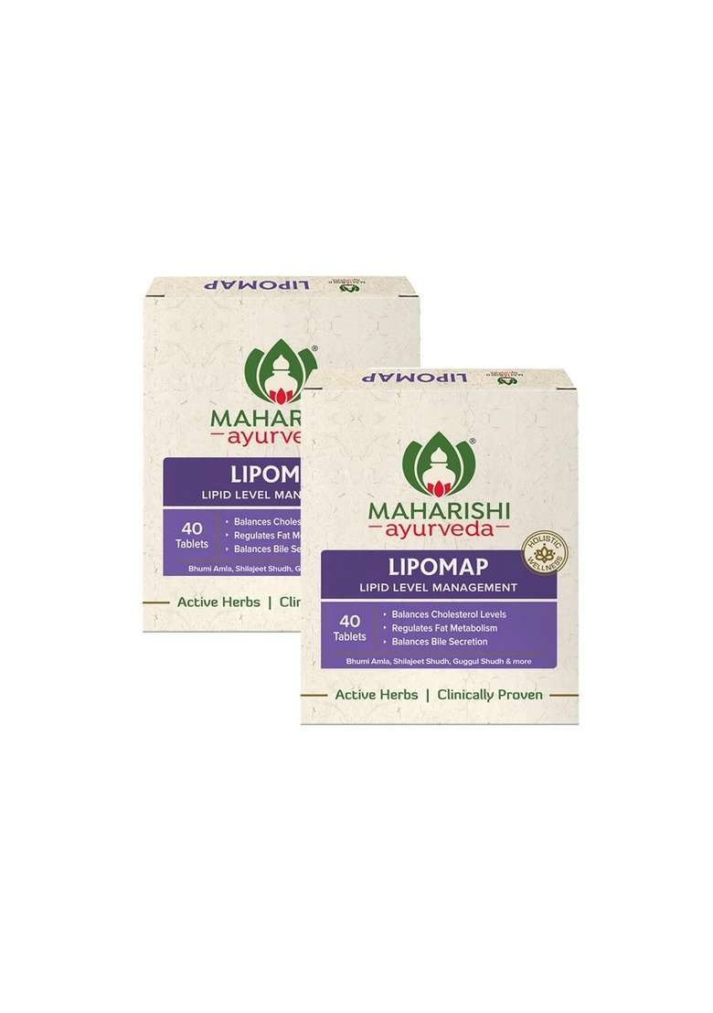 Maharishi Ayurveda Lipomap | Ayurvedic Medicine For Cholesterol Management| Highly Effective Herbs Assists In Managing Daily Stress (Cholesterol, 40 Count (Pack Of 2)) - Indya