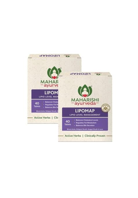 Maharishi Ayurveda Lipomap | Ayurvedic Medicine For Cholesterol Management| Highly Effective Herbs Assists In Managing Daily Stress (Cholesterol, 40 Count (Pack Of 2))