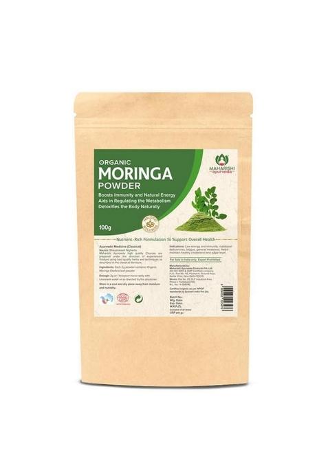 Maharishi Ayurveda Organic Moringa Powder - 100G Pack Of 1 Certified Churna From Pure Leaves For Skin & Hair Health, Detoxification And Natural Source Protein