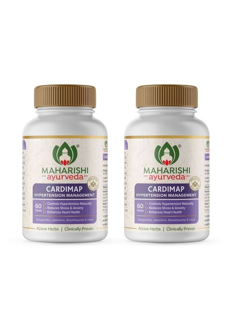 Maharishi Ayurveda Cardimap | Natural Blood Pressure Regulation Herbal Blend For Hypertension Rapid Effect 2 Months Pack 120 Tablets (60 X 2) - Indya