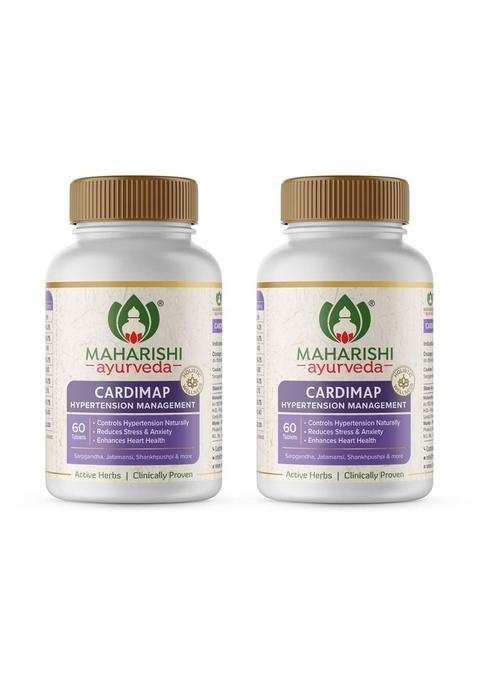 Maharishi Ayurveda Cardimap | Natural Blood Pressure Regulation Herbal Blend For Hypertension Rapid Effect 2 Months Pack 120 Tablets (60 X 2)