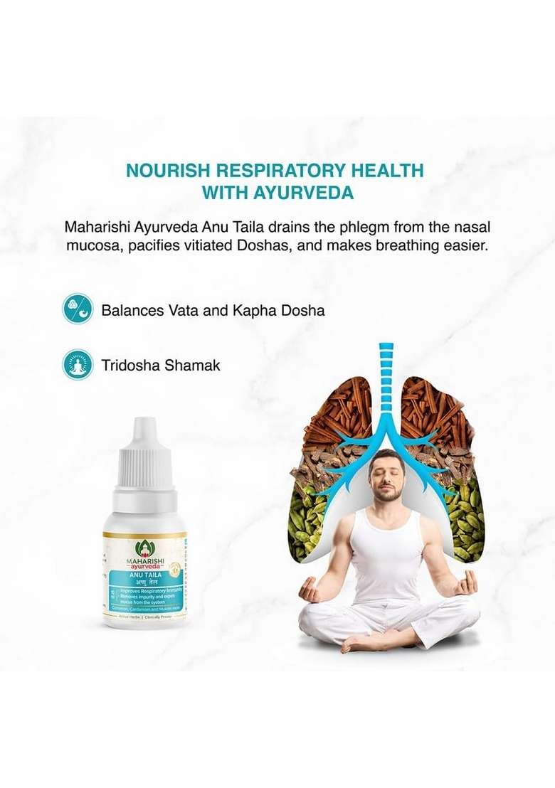 Maharishi Ayurveda Anu Taila - Nasal Congestion Relief Oil | Migraine & Sinusitis Treatment Improve Sensory Perception Herbal Formula 10 Ml (Pack Of 3) - Indya