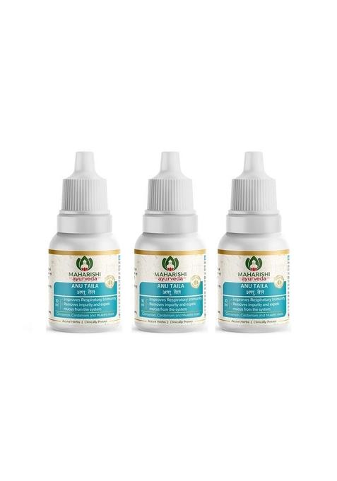 Maharishi Ayurveda Anu Taila - Nasal Congestion Relief Oil | Migraine & Sinusitis Treatment Improve Sensory Perception Herbal Formula 10 Ml (Pack Of 3)