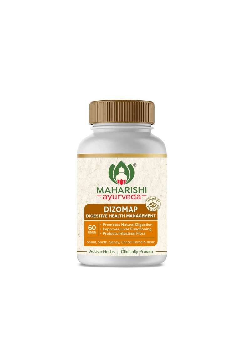 Maharishi Ayurveda Dizomap, Ayurvedic Tablet Medicine For Indigestion & Constipation, Improves Liver Functioning Intestinal Flora, Saunf, Sonth, Sanay Chhoti Harad, 60 Days, 30 Days Pack - Indya