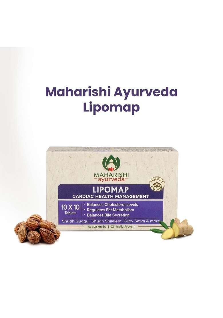 Maharishi Ayurveda Lipomap | Ayurvedic Medicine For Cholesterol Management| Highly Effective Herbs Assists In Managing Daily Stress 40 Tablets Pack Of 1 - Indya