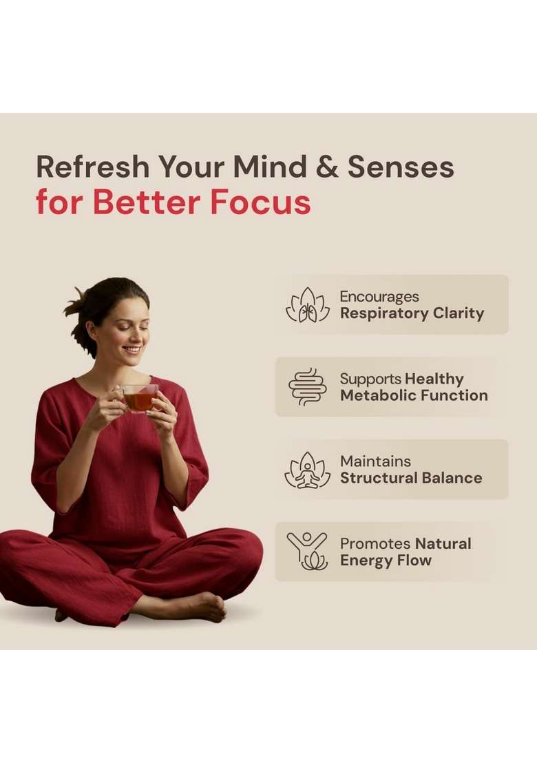 Maharishi Ayurveda Kapha Energise Herbal Tea | Ayurvedic, Caffeine-Free, Ecocert Certified Organic Boosts Energy, Improves Focus, Supports Digestion & Promotes Respiratory Clarity 20 Bags, 30G - Indya