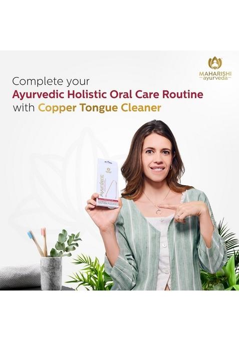 Maharishi Ayurveda Ayurdent Classic Toothpaste&Copper Tongue Cleaner Combo Fluoride&Sls-Free Toothpaste For Stronger Teeth Premium Copper Oral Scraper Bacteria&Plaque Removal,1 Count