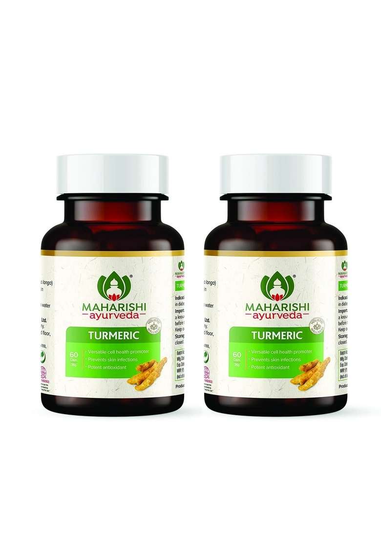 Maharishi Ayurveda 100% Organicturmeric Capsules 500 Mg |Boosts Immunity | Joint Support Anti-Inflammatory Supports Skin Health 60 - Indya