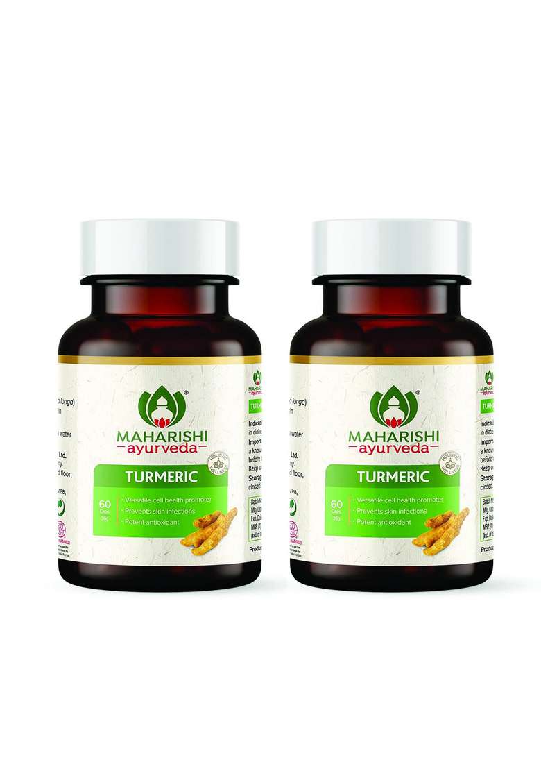 Maharishi Ayurveda 100% Organicturmeric Capsules 500 Mg |Boosts Immunity | Joint Support Anti-Inflammatory Supports Skin Health 60 - Indya