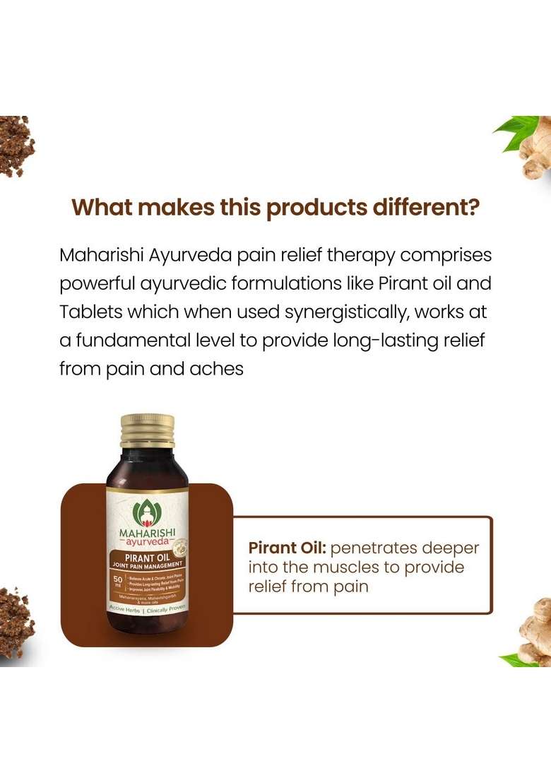 Maharishi Ayurveda Joint Pain Relief Combo Of Pirant Tablets & Oil | Supplement For Joints Osteoartheritis, Spondylytis Morning Stiffness - 60 50 Ml - Indya
