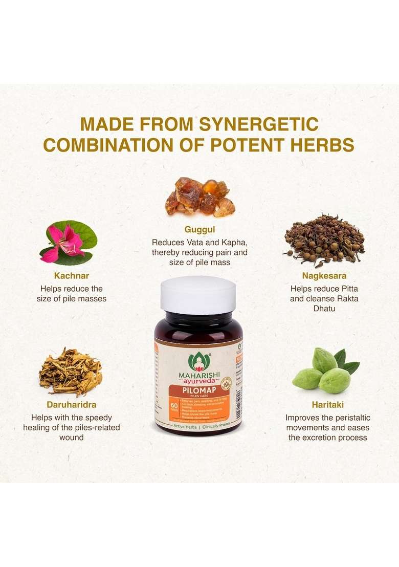 Maharishi Ayurveda Pilomap | 100% Herbal 60 Tablets Pack Of 1 - Indya