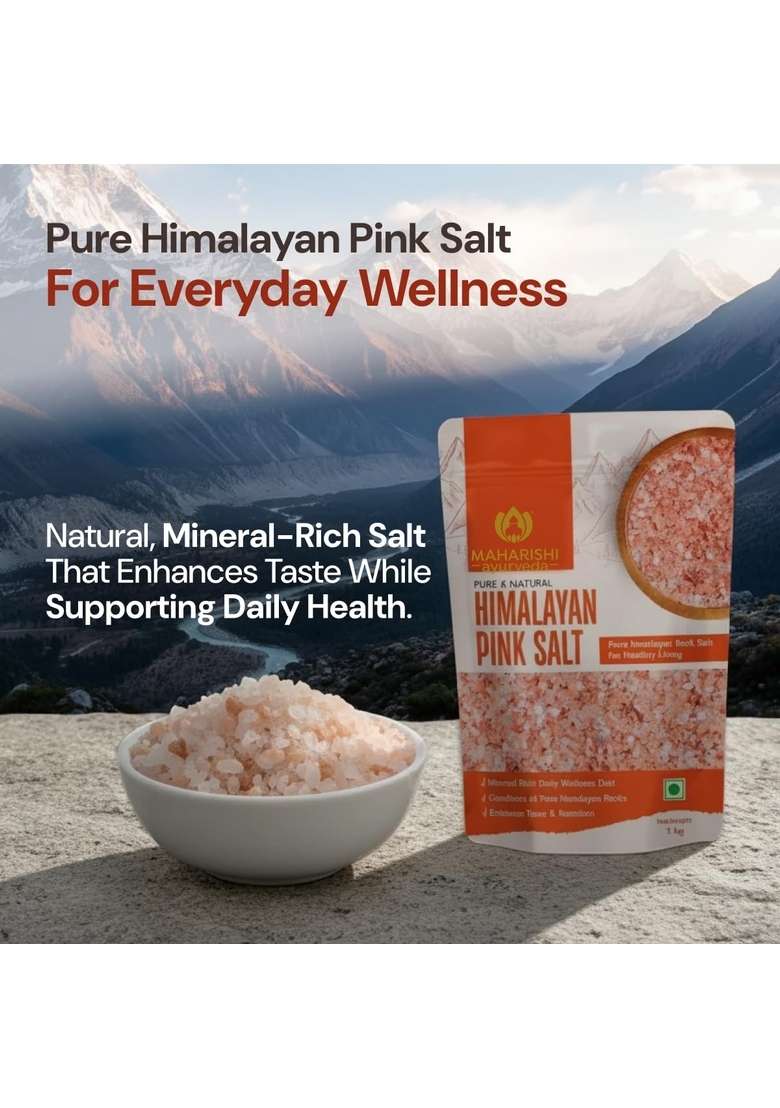 Maharishi Ayurveda Himalayan Pink Salt - 1000Mg | Pack Of 1 Pure & Natural Mineral Rich Goodness Rocks Enhanced With Taste And Nutrition - Indya