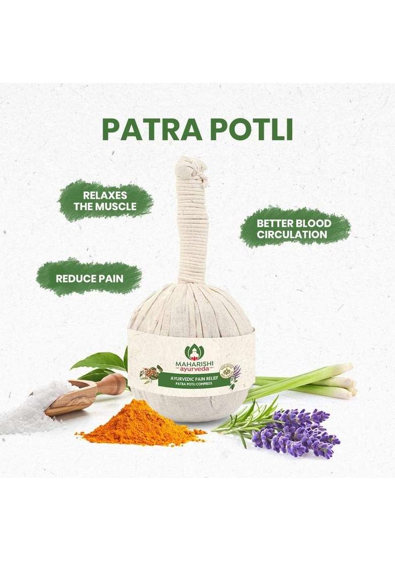 Maharishi Ayurveda 100% Natural Ayurvedic Herbal Healing Potli Pain Relief Knee, Joints & Muscles Relaxation Comfort Neck, Back, Foot Legs Increase Blood Circulation Calm Mind Body Soul | Suitable For Men Women - Indya