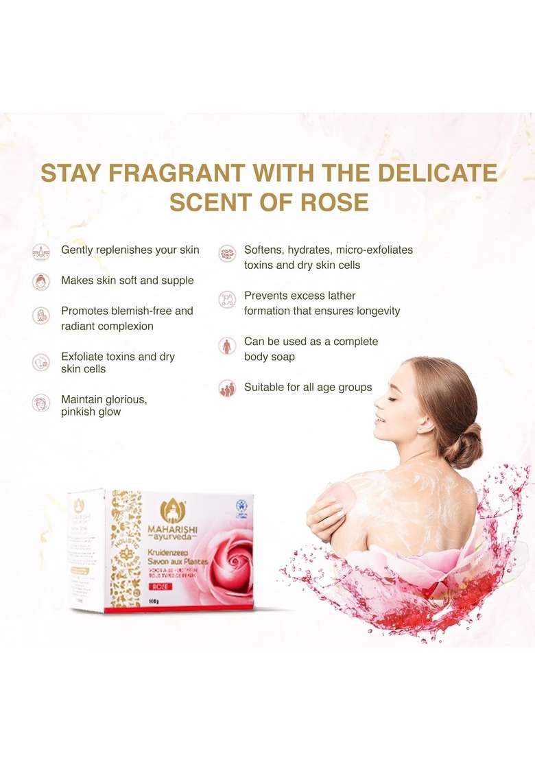 Maharishi Ayurveda Rose Soap 100 Gm (Pack Of 2) - Indya