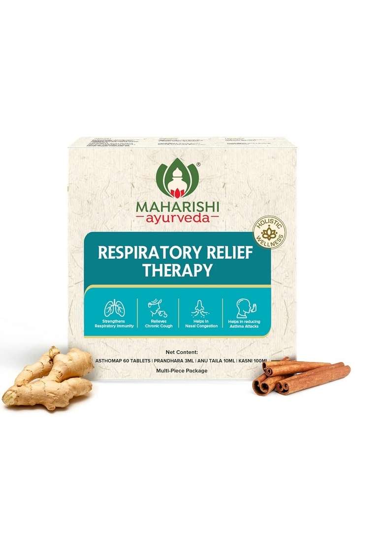 Maharishi Ayurveda Respiratory Relief Therapy | Ayurvedic Medicine For Related Issues Natural Kasni, Asthomap, Prandhara, Anu Tail Combo Includes Asthomap (60 Tab), Prandhara (3Ml), Taila (10Ml) & Kasni (100Ml) Remedy Cough Cold Immunity - Indya