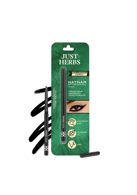 Just Herbs Retractable 2 In 1 Herbal Eyeliner + Kajal With Almond Oil & Vitamin E 11 Hour Stay Singlestroke Smudgeproof Fadeproof - 0.3G