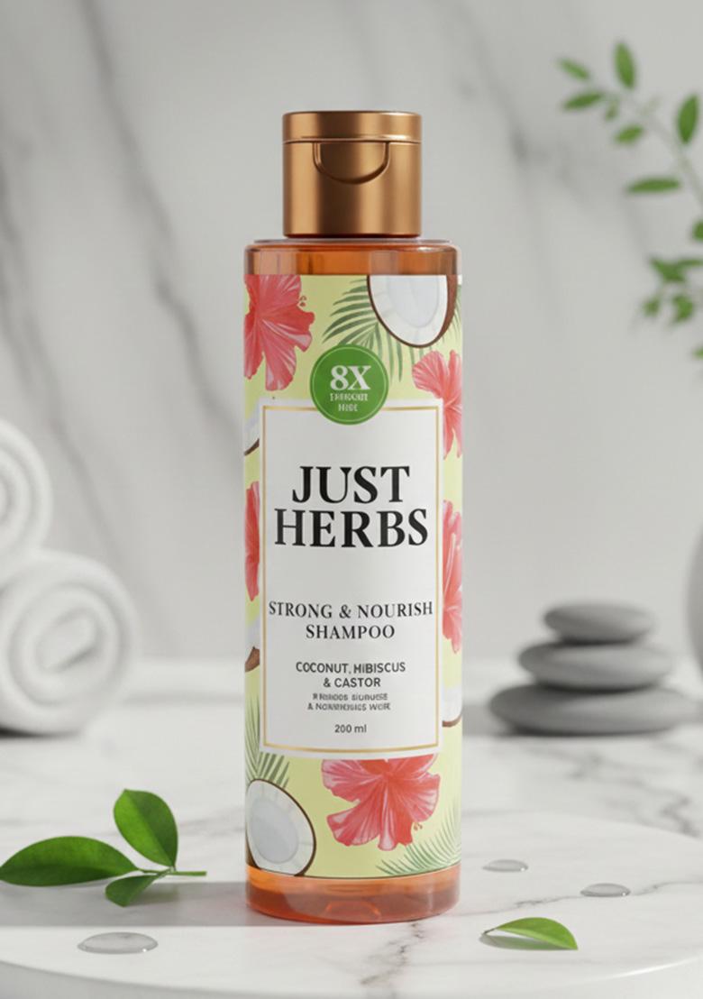 Just Herbs Castor And Black Onion Seed Sulfate Free Shampoo Reduce Hairfall,Hair Loss For Dry Frizzy, Normal Hair Types Men & Women