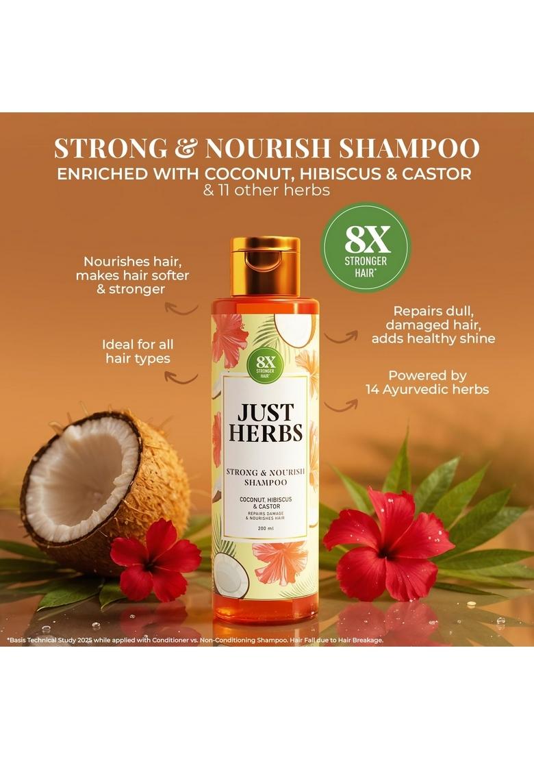 Just Herbs Castor And Black Onion Seed Sulfate Free Shampoo Reduce Hairfall,Hair Loss For Dry Frizzy, Normal Hair Types Men & Women