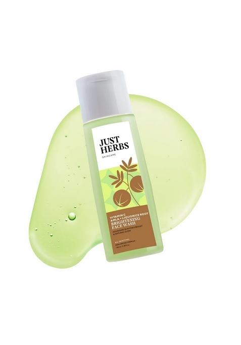 Just Herbs Brightening Face Wash With Vitamin C Amla & Liquorice Root For Men Women | Hydrates Skin, Reduces Hyperpigmentation Maintains Ph Level Suits All Skin Types- 50 Gm