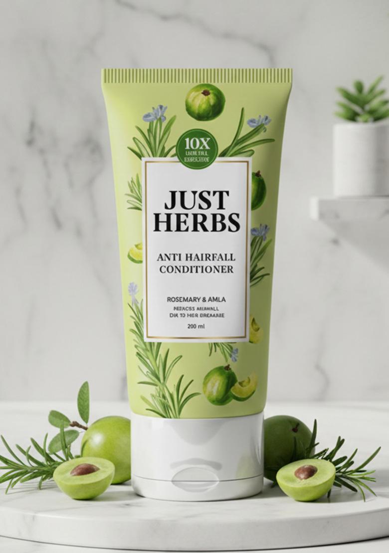 Just Herbs Anti Hairfall Conditioner | Rosemary, Amla & 14 Reduces Hair Fall By 10X Controls Frizz Ayurvedic For All Types