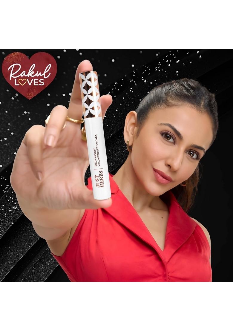 Just Herbs Serum Infused Volume Boost Mascara Highly Pigmented Waterproof Long Lasting 8Ml