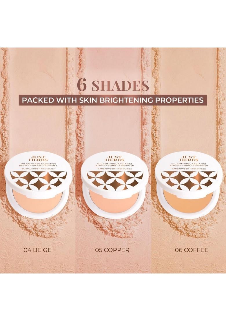Just Herbs Oil Control Radiance Booster Age Defying Compact Powder For Face Makeup 9G