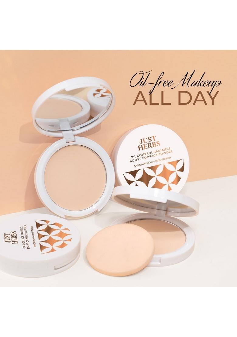 Just Herbs Oil Control Radiance Booster Age Defying Compact Powder For Face Makeup 9G