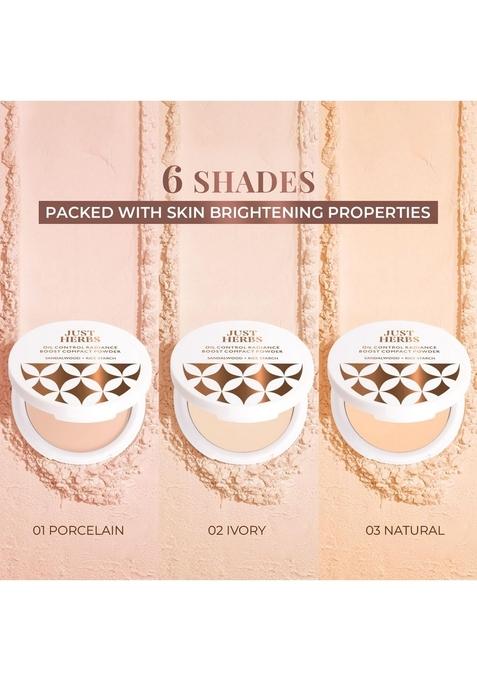 Just Herbs Oil Control Radiance Booster Age Defying Compact Powder For Face Makeup 9G