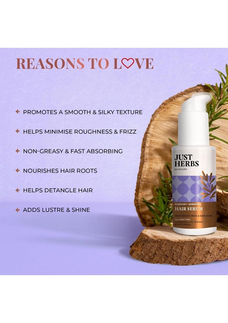 Just Herbs Rosemary Bhringraj Hair Serum For Silky & Smooth | Helps Nourish And Improve Health No Harmful Parabens Or Silicons 80 Ml