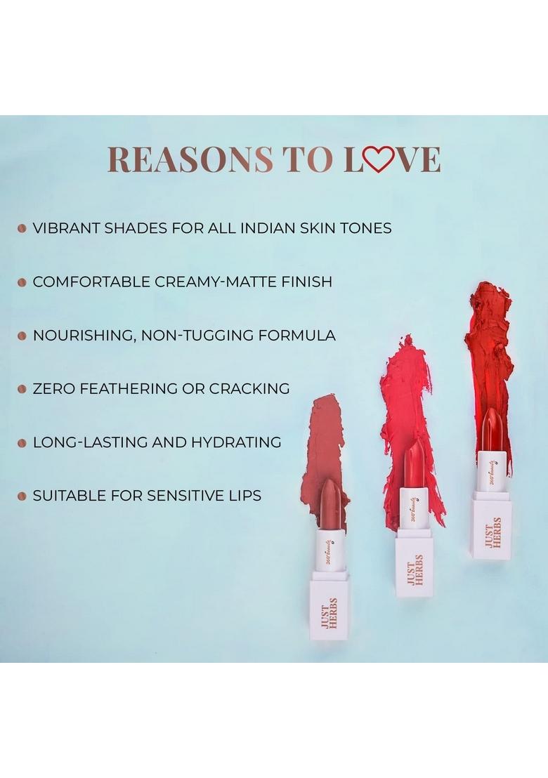 Just Herbs Ayurvedic Creamy Matte Lipstick For Moisturized Lips