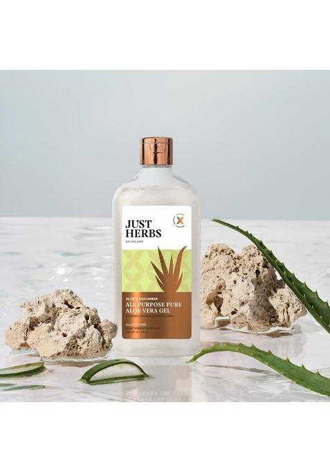 Just Herbs Multi Purpose Aloe + Cucumber, Pure Vera Gel For Skin And Hair 300 Ml
