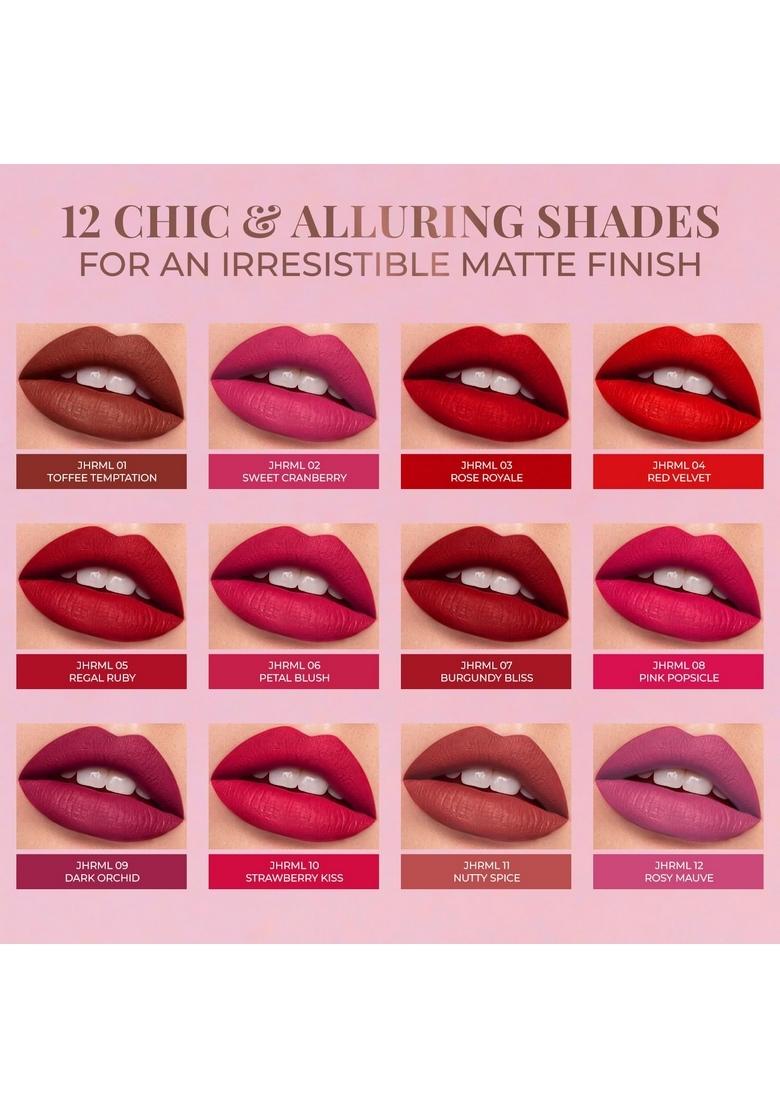 Just Herbs Relaxed Matte Liquid Lipstick Lip Colour For Women, Nourishing & Long Lasting Lipsticks 4 Ml