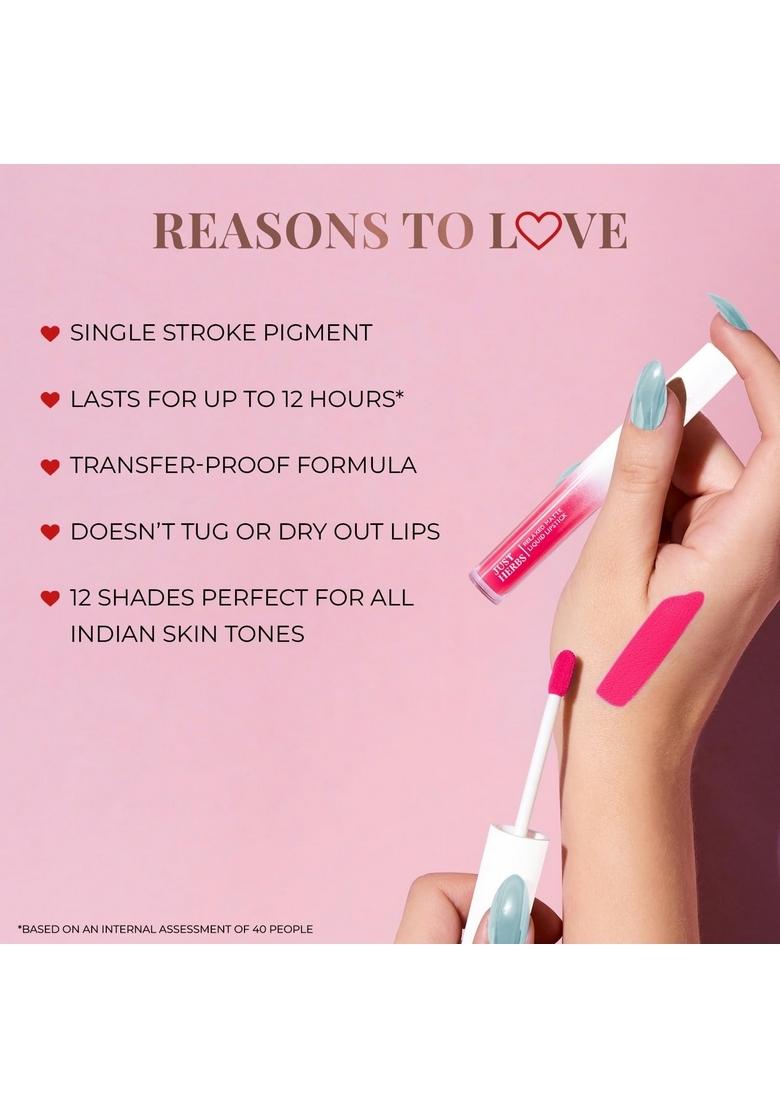 Just Herbs Relaxed Matte Liquid Lipstick Lip Colour For Women, Nourishing & Long Lasting Lipsticks 4 Ml