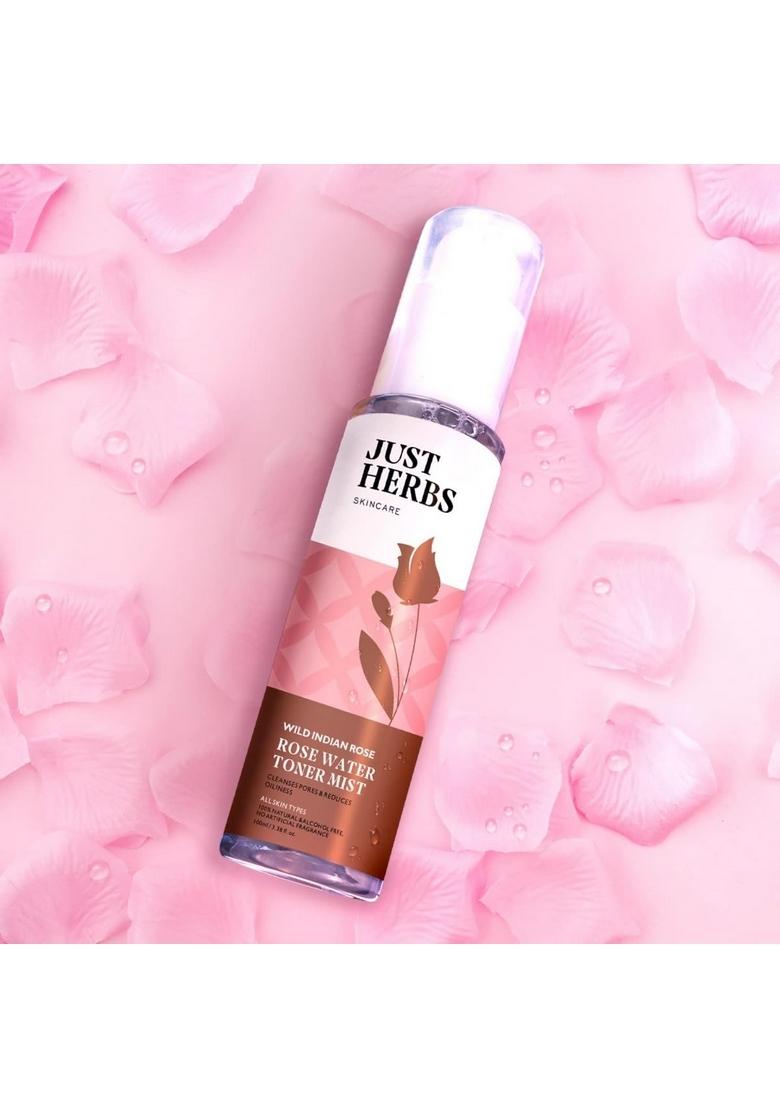 Just Herbs Ayurvedic Gulab Jal/Rose Water Spray Facial Mist Toner For Glowing Skin, Pores Minimising