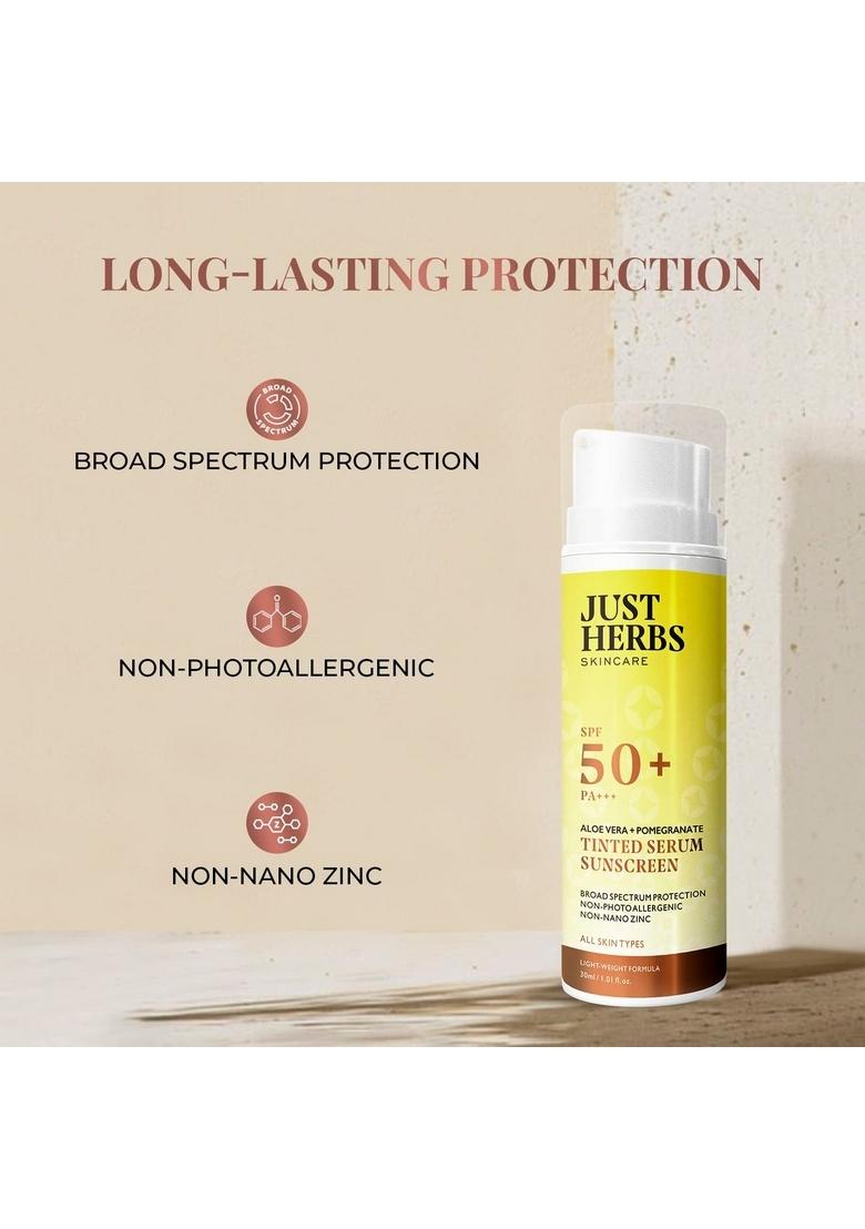 Just Herbs Tinted Sunscreen Spf 50+ Pa++++ Uva/Uvb Protection For Oily, Dry Skin, No White Cast Men And Women