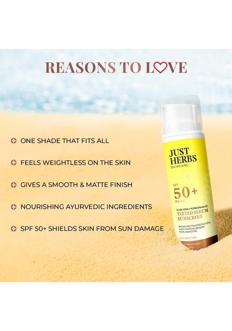 Just Herbs Tinted Sunscreen Spf 50+ Pa++++ Uva/Uvb Protection For Oily, Dry Skin, No White Cast Men And Women