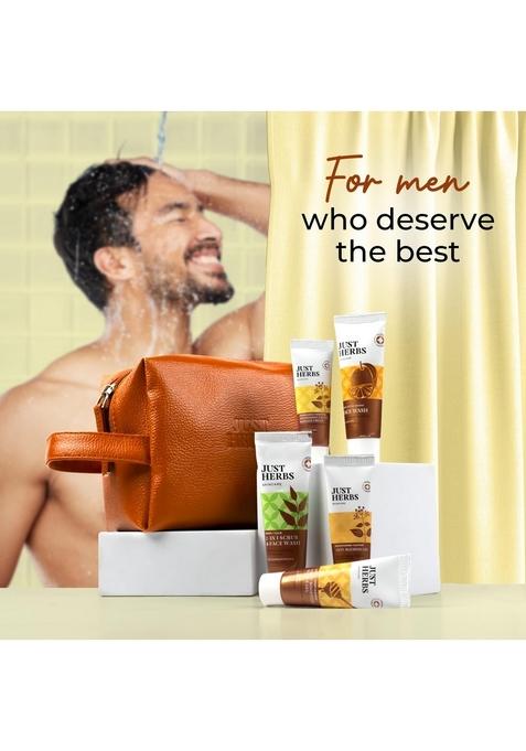 Just Herbs 7 Days Face Care Pack Skincare Essentials Combo With Facewash | Honey Facial Gel Exfoliating Herbal Massage Cream And Anti Blemish Perfect For Gifting Travel Kit Set Men