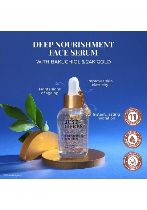 Just Herbs Face Serum | 24K Gold, Bakuchiol Anti-Ageing For Women Instant Hydration