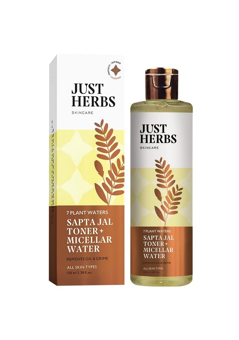 Just Herbs Sapta Jal Ayurvedic Toner + Micellar Water For Skin Nourishing, Cleansing, Makeup Remover Women Suitable All Types 100 Ml