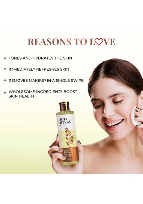 Just Herbs Sapta Jal Ayurvedic Toner + Micellar Water For Skin Nourishing, Cleansing, Makeup Remover Women Suitable All Types 100 Ml
