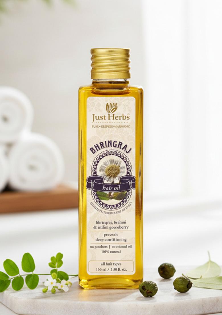 Just Herbs Ayurvedic Bhringraj Hair Oil For Fall & Growth Men Women