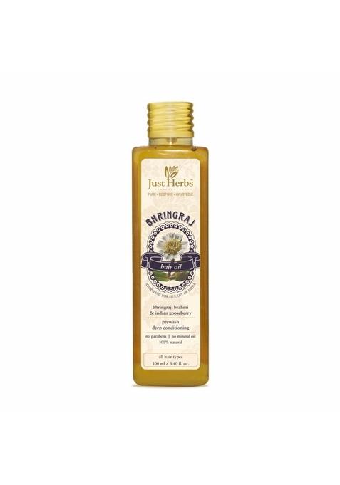 Just Herbs Ayurvedic Bhringraj Hair Oil For Fall & Growth Men Women - Sls, Mineral Paraben Free 100 Ml