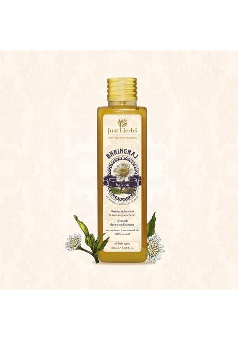 Just Herbs Ayurvedic Bhringraj Hair Oil For Fall & Growth Men Women